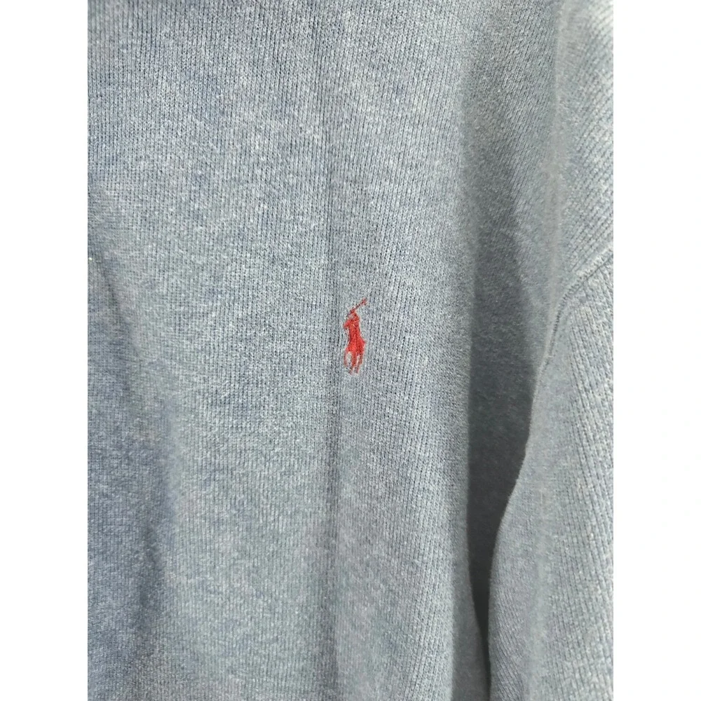 Polo Ralph Lauren Quarter Zip Mens 2XLT Blue Cotton Pullover Sweater Pony Logo